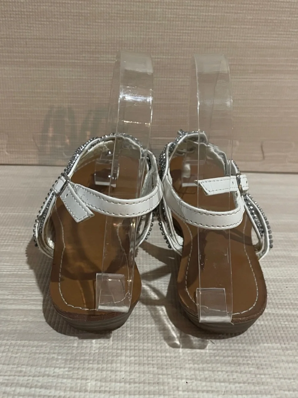 Women’s Rhinestone Embellished Braided White Strap Sandal